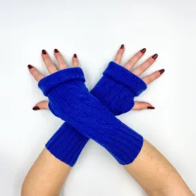 Admiral Blue Cable Knit Fingerless Gloves