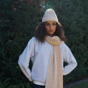 Arista Recycled-Polyester Ribbed Knit Beanie in Cream
