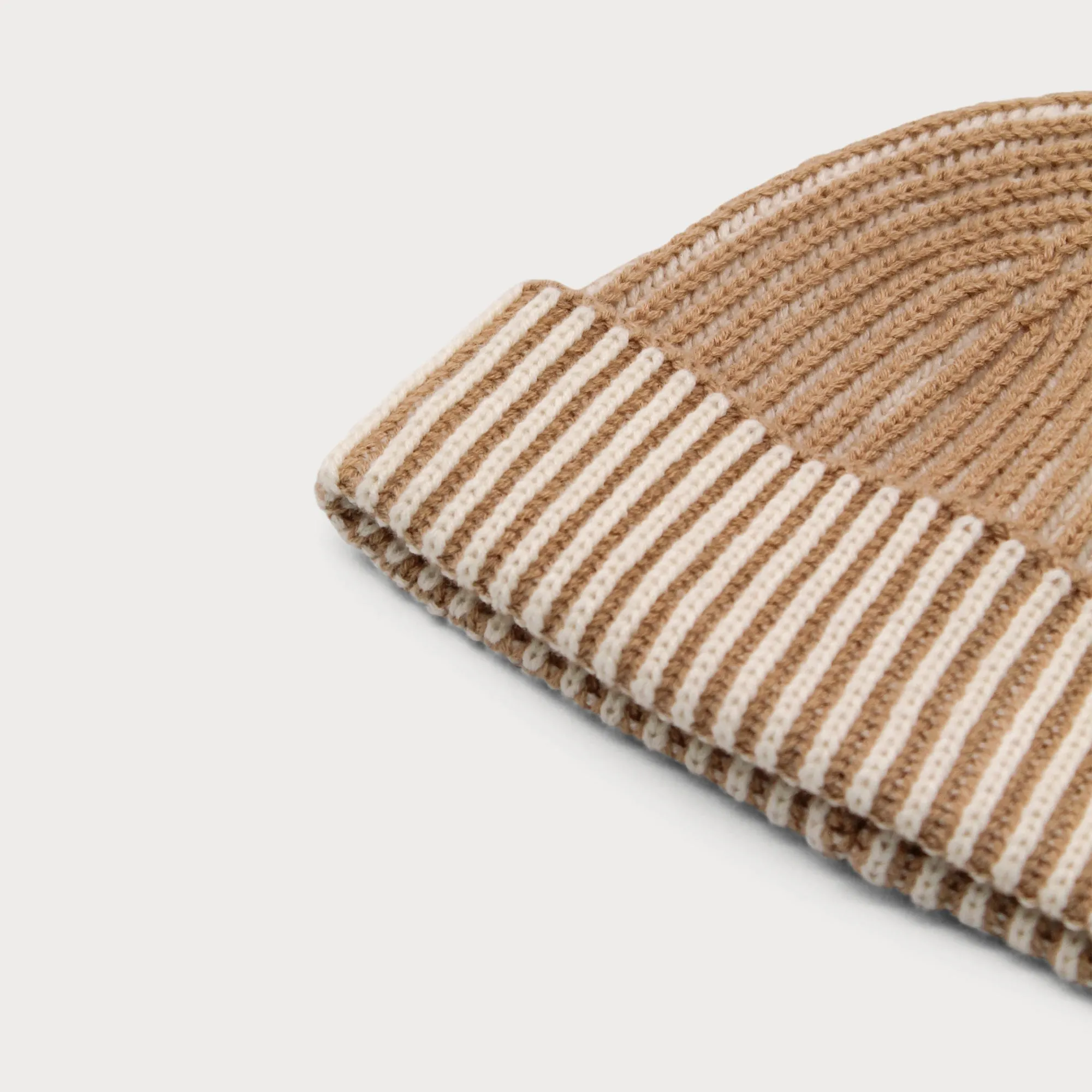 Arista Recycled-Polyester Ribbed Knit Beanie in Cream