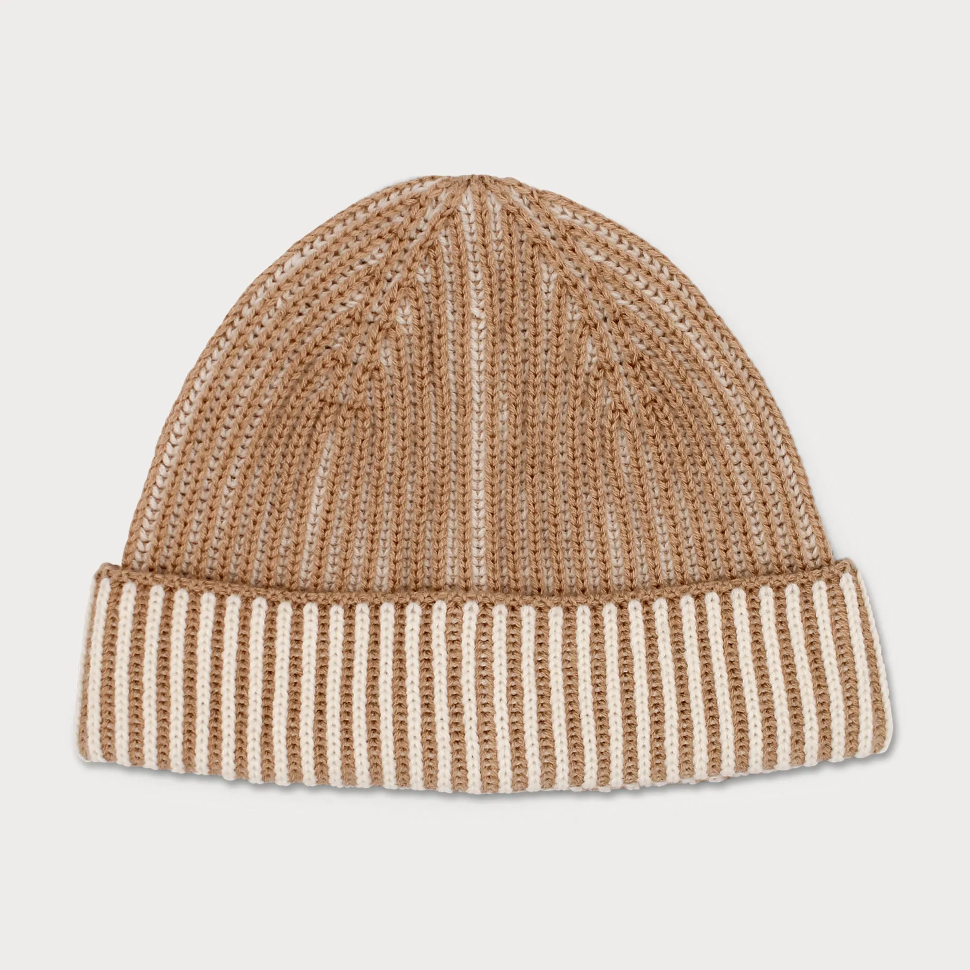 Arista Recycled-Polyester Ribbed Knit Beanie in Cream