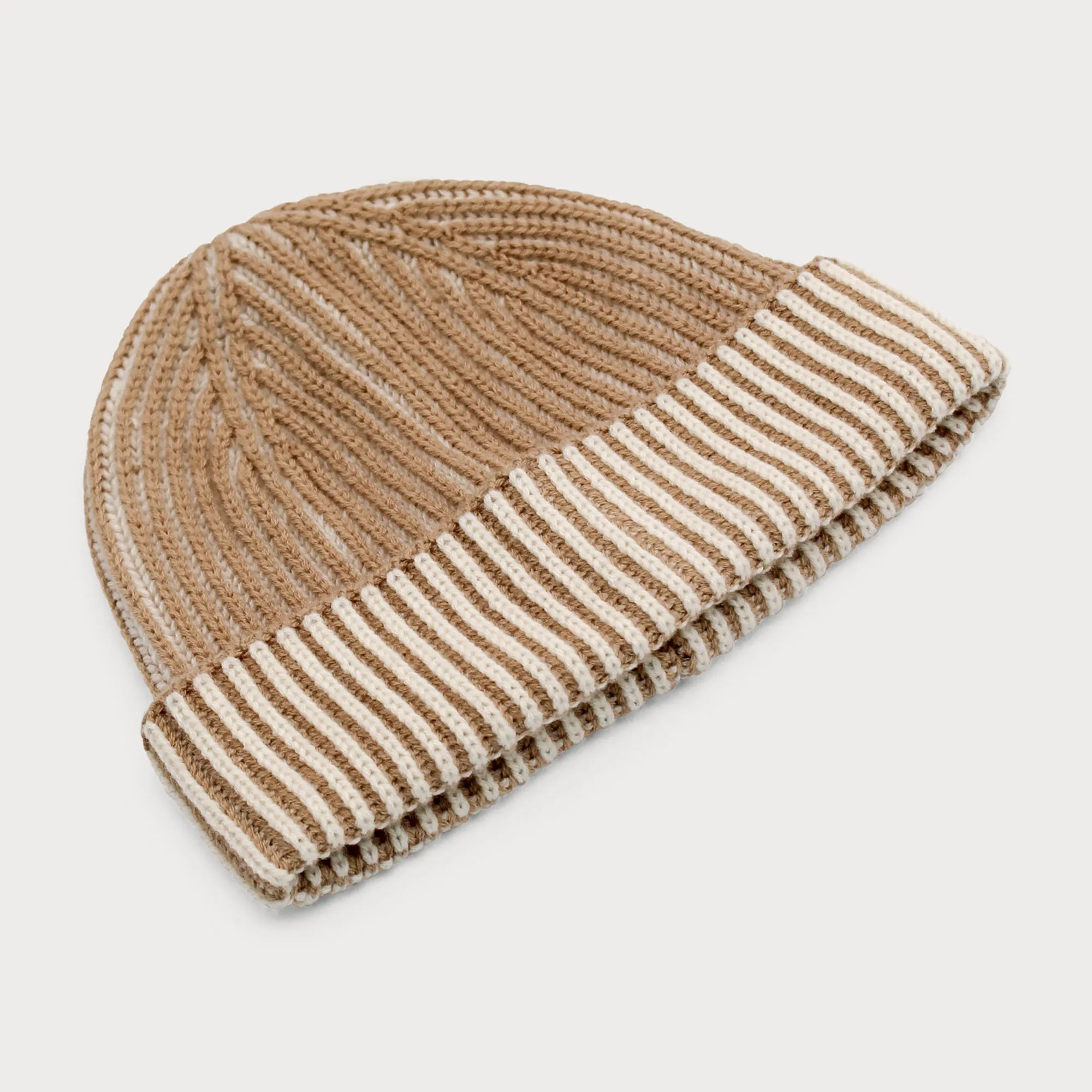 Arista Recycled-Polyester Ribbed Knit Beanie in Cream