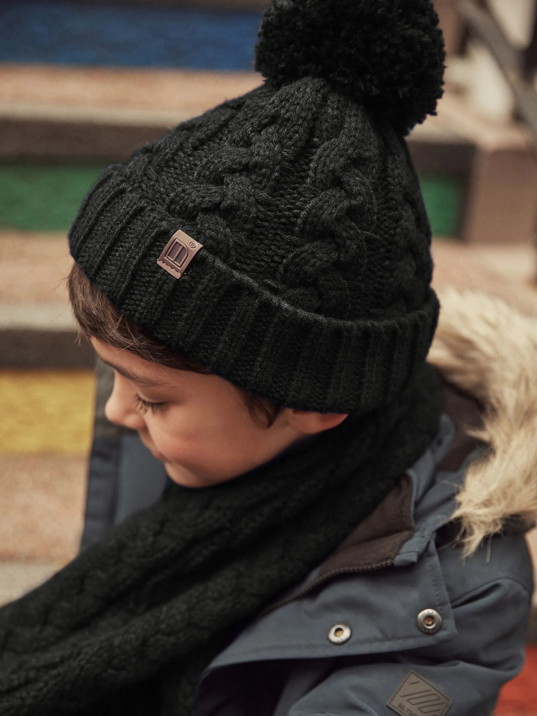 Black Knitted Hat, Gloves and Scarf 3 Piece Set (3-16yrs)