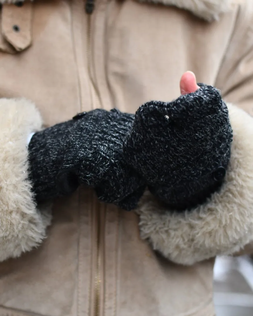 Black Melange Convertible Fingerless 'Glomitt'