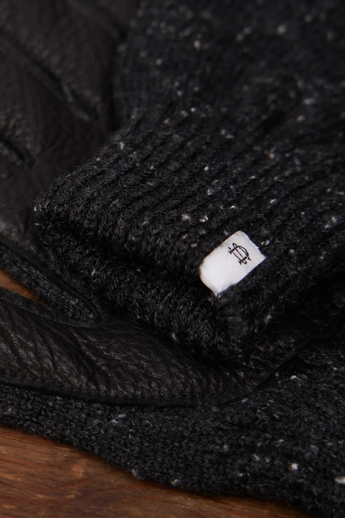 Black Tweed Fingerless Ragg Wool Gloves