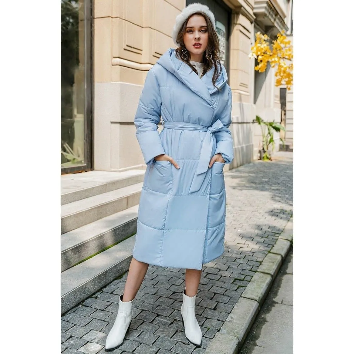 Casual Light Blue Autumn Winter Women