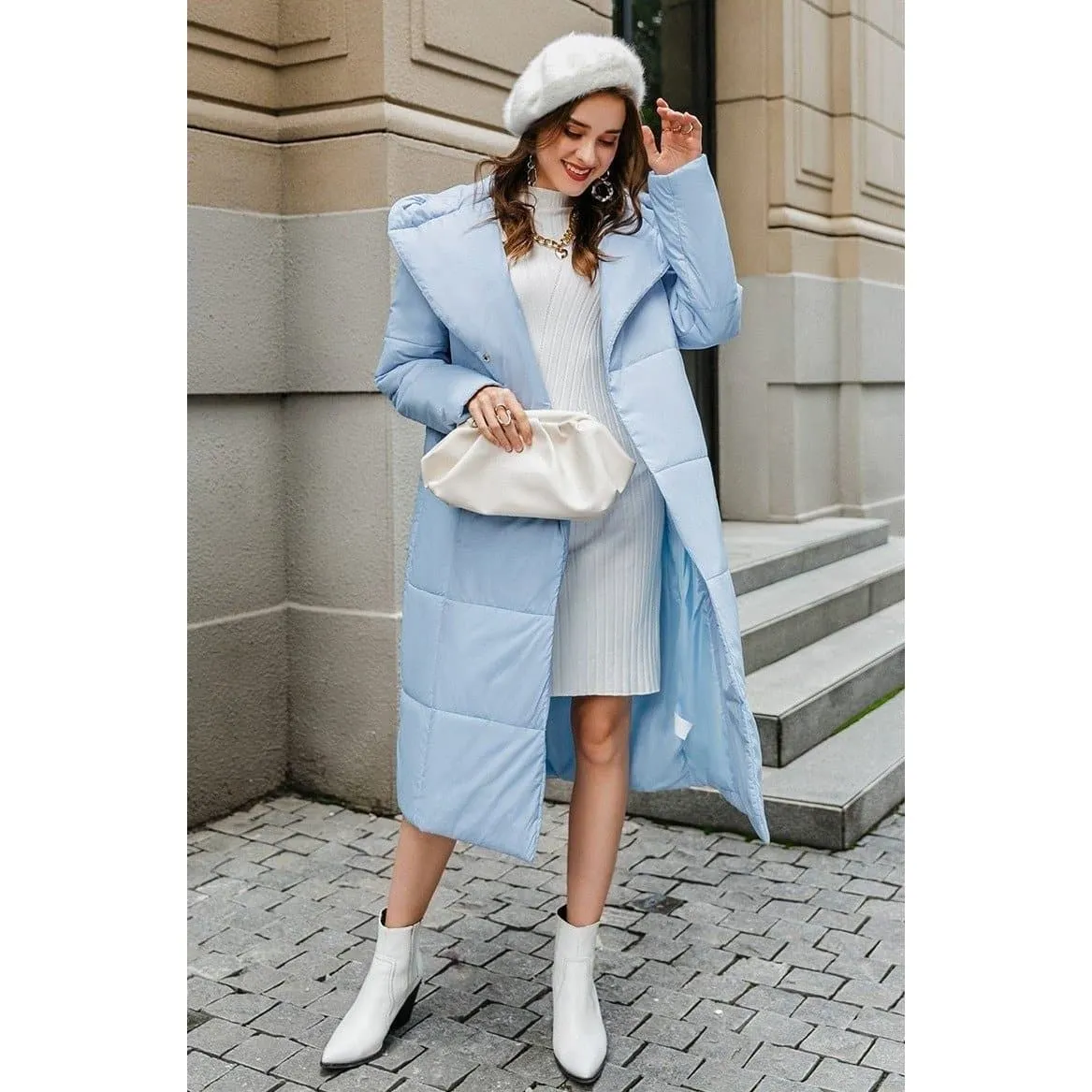 Casual Light Blue Autumn Winter Women