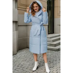 Casual Light Blue Autumn Winter Women