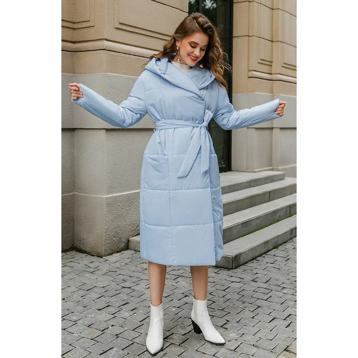 Casual Light Blue Autumn Winter Women