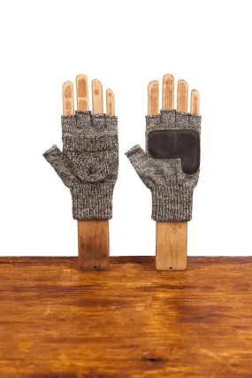 Charcoal Melange Convertible Fingerless 'Glomitt' with Black Deerskin