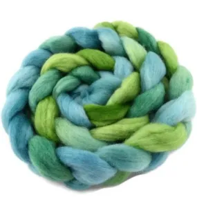 Corriedale Wool Sliver Hand Dyed Blue Green Mix 12403