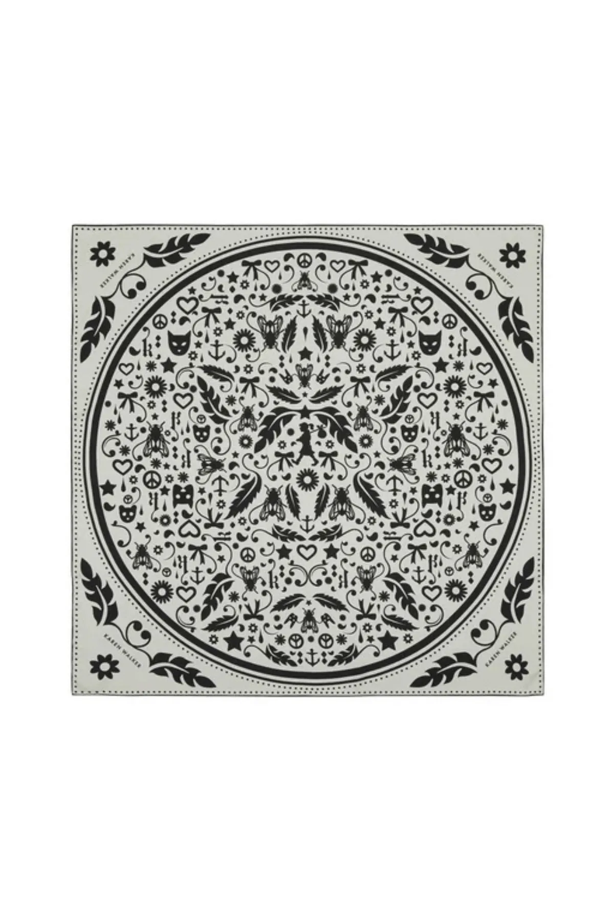 FILIGREE CLASSIC SILK SCARF CREAM/BLACK