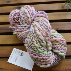 Hand Spun Chunky Tasmanian Merino Yarn Thick and Thin - Floral Cream 13075
