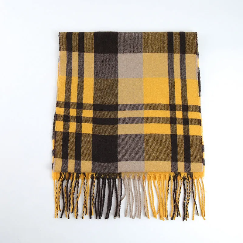 Japanese Plaid Women's Retro Imitation Cashmere Warm Autumn Winter Scarf