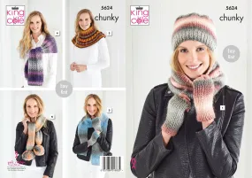 King Cole Chunky Knitting Pattern - Ladies Accessories (5624)