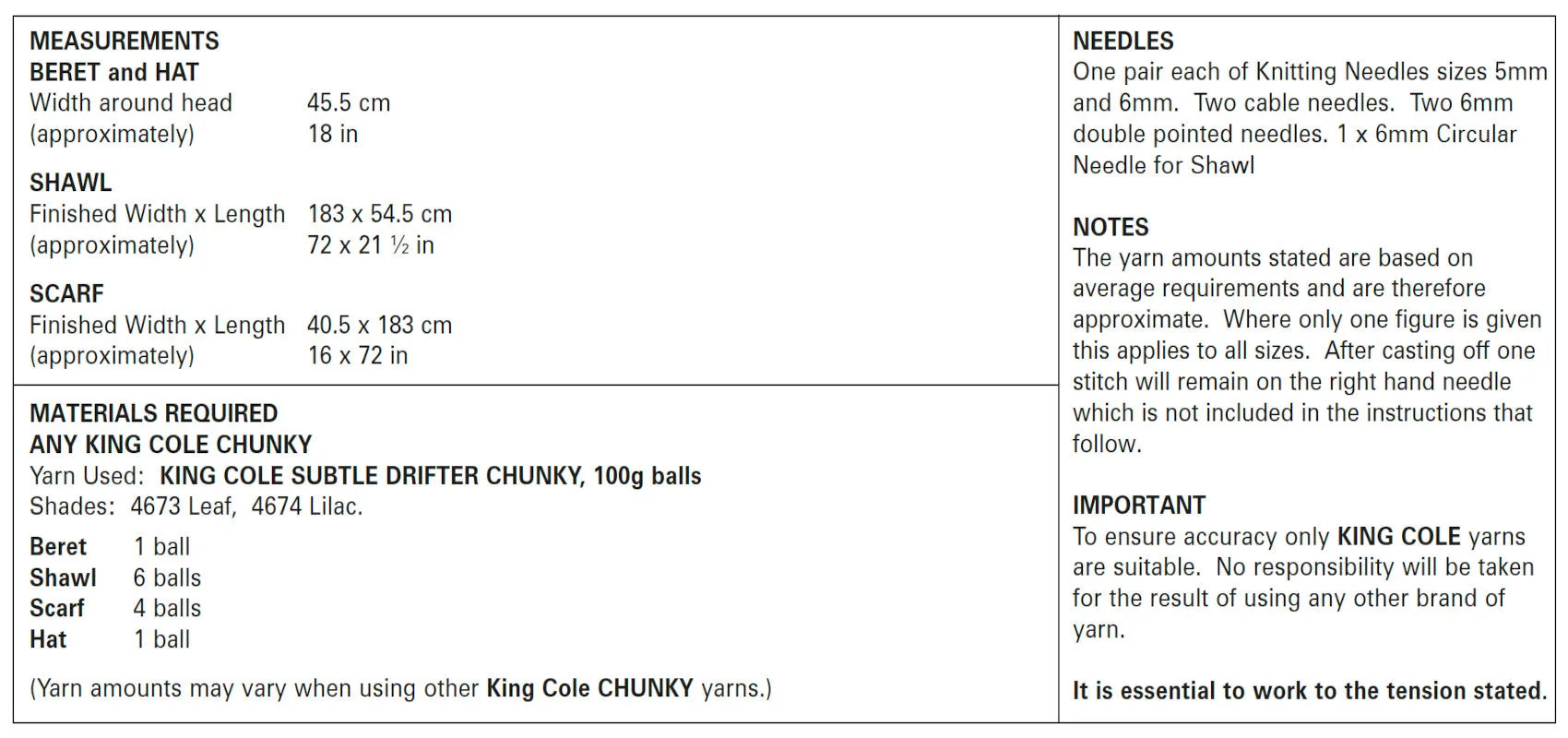 King Cole Chunky Knitting Pattern - Ladies Apparel Accessories (5833)