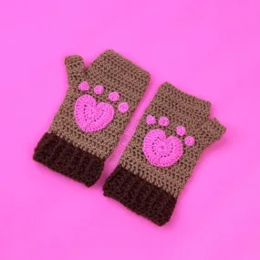 Kitty Paw Fingerless Gloves (Custom Colour)