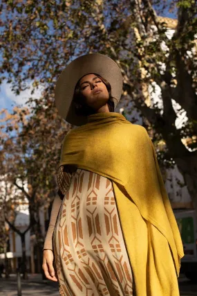 KNIT CASHMERE SHAWL YELLOW