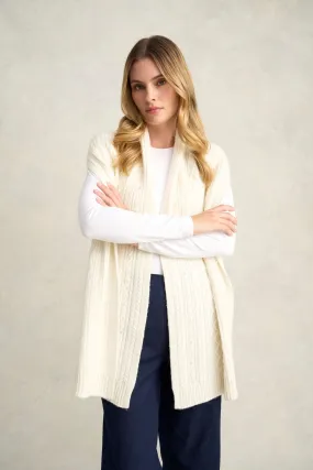 Knitted Pearl Scarf - Cream