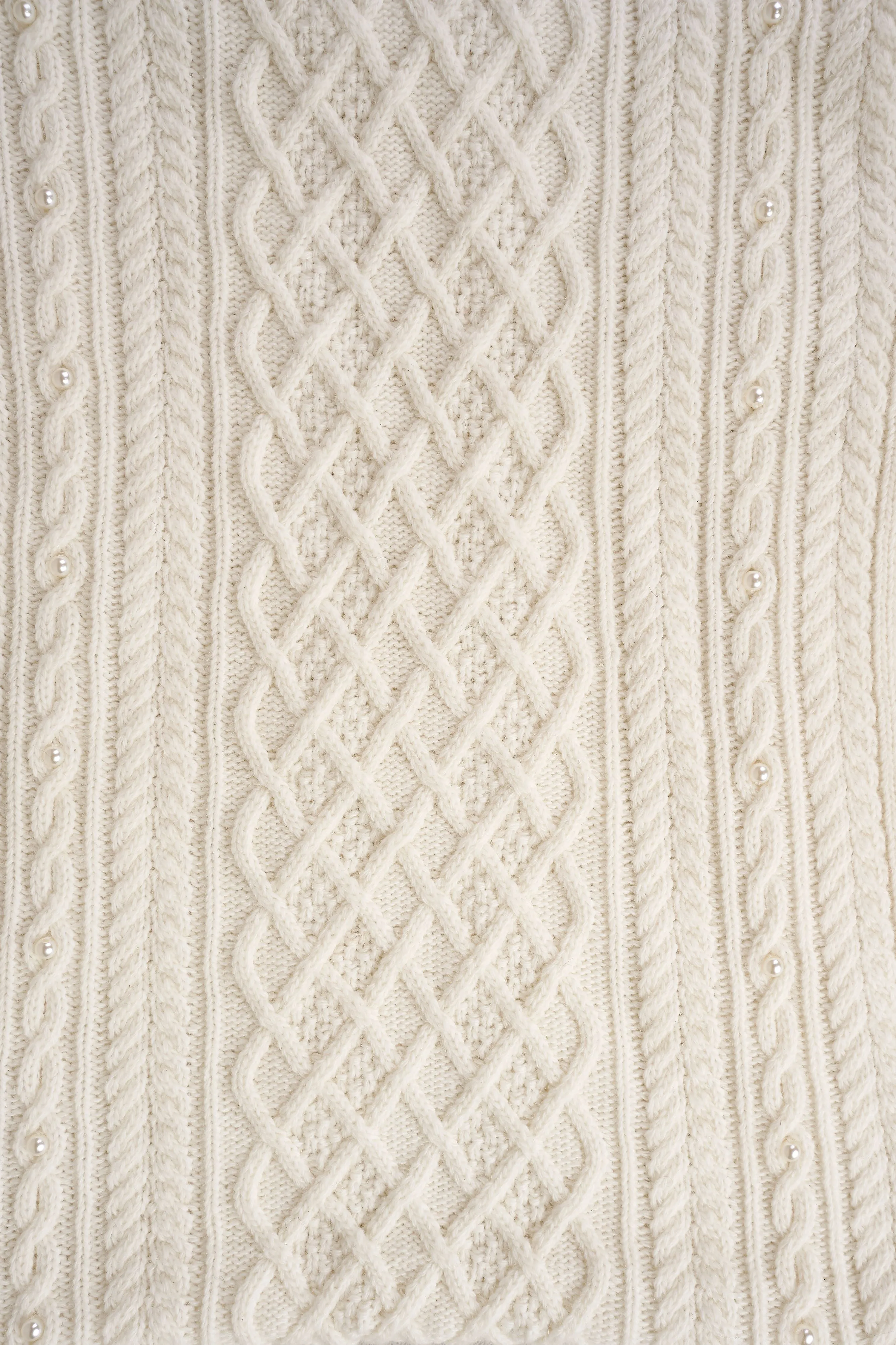 Knitted Pearl Scarf - Cream