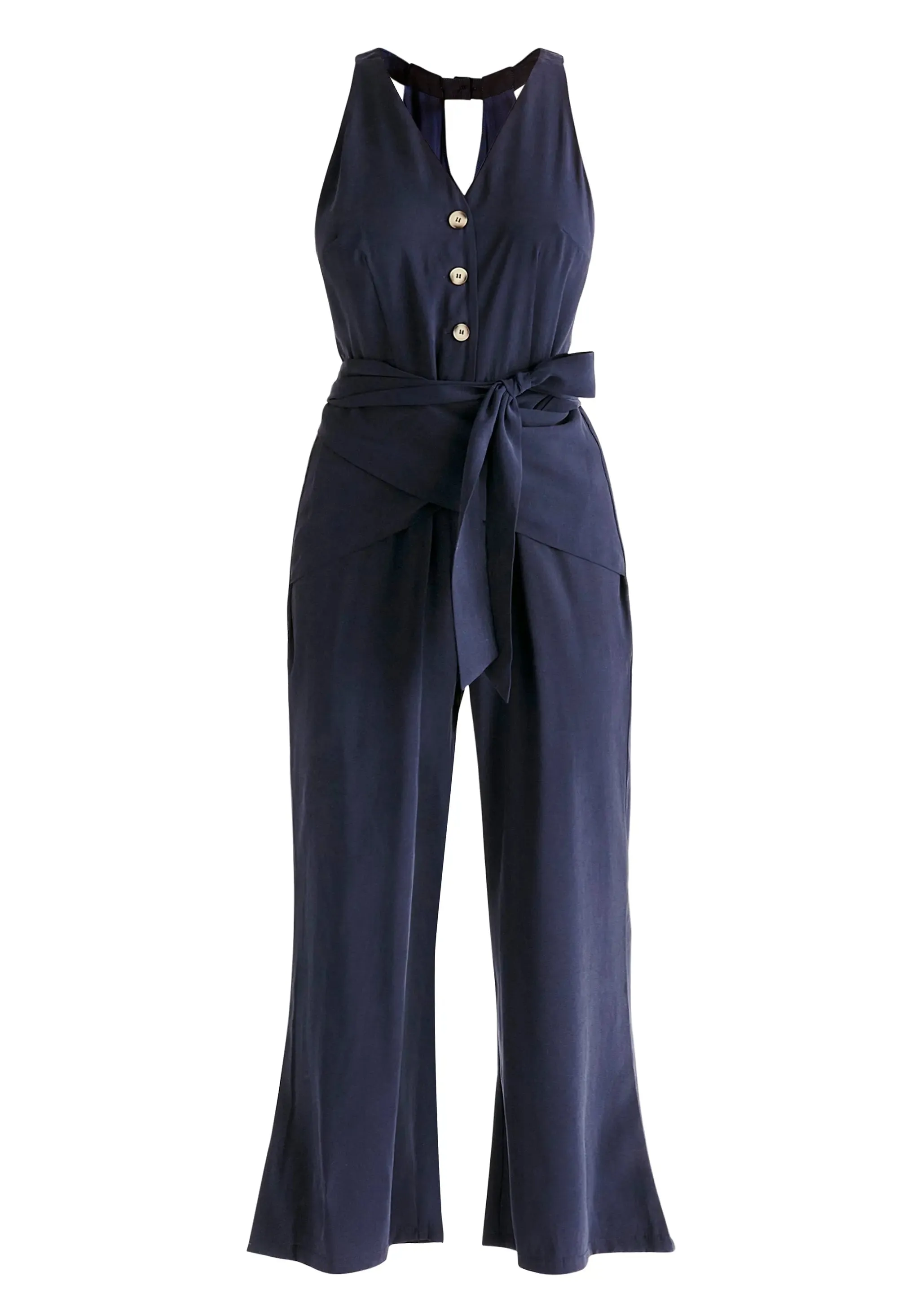 Navy Waist Tie Jumpsuit