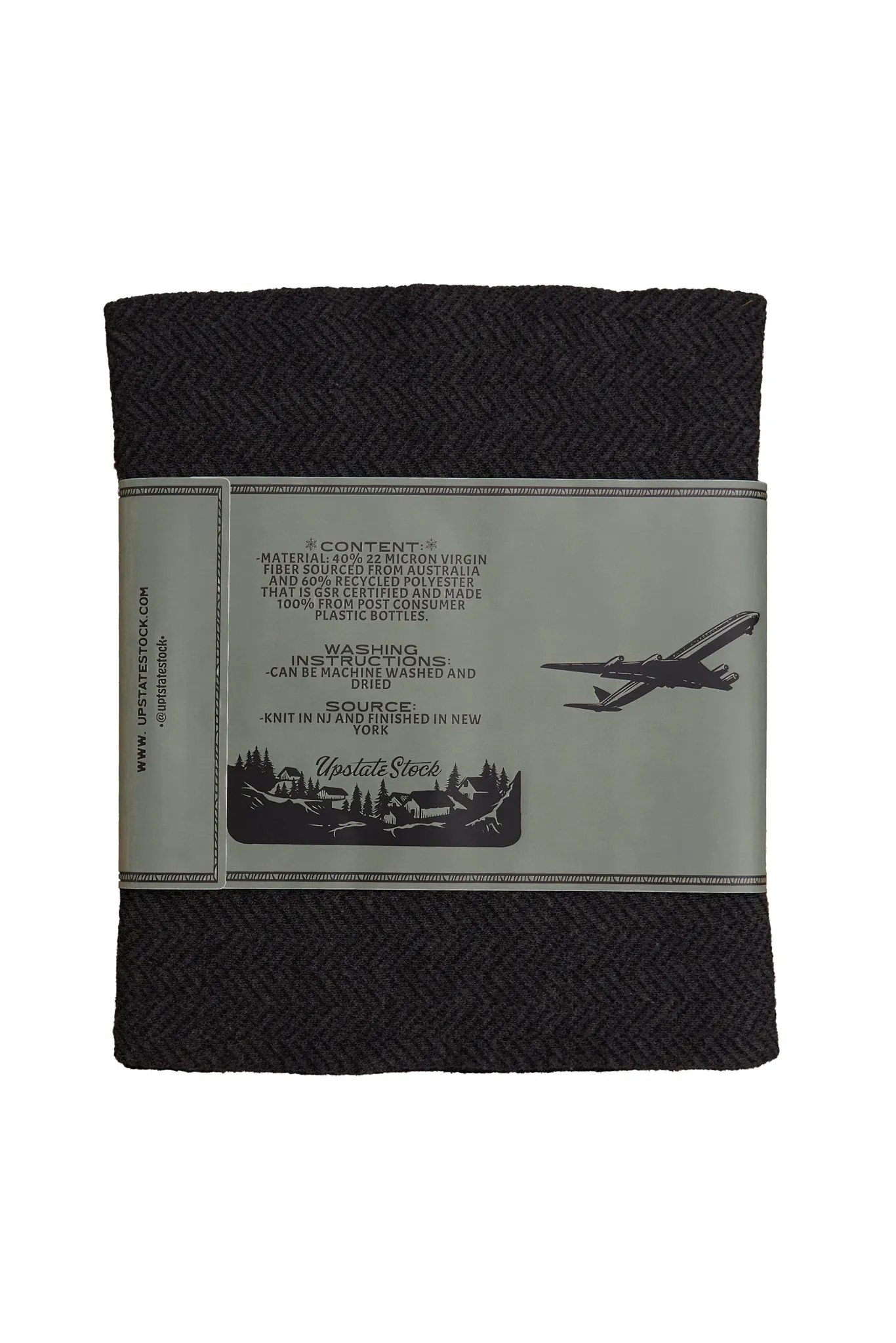 NEW Black Merino Wool and Recycled Polyester Terminal 4 Scarf