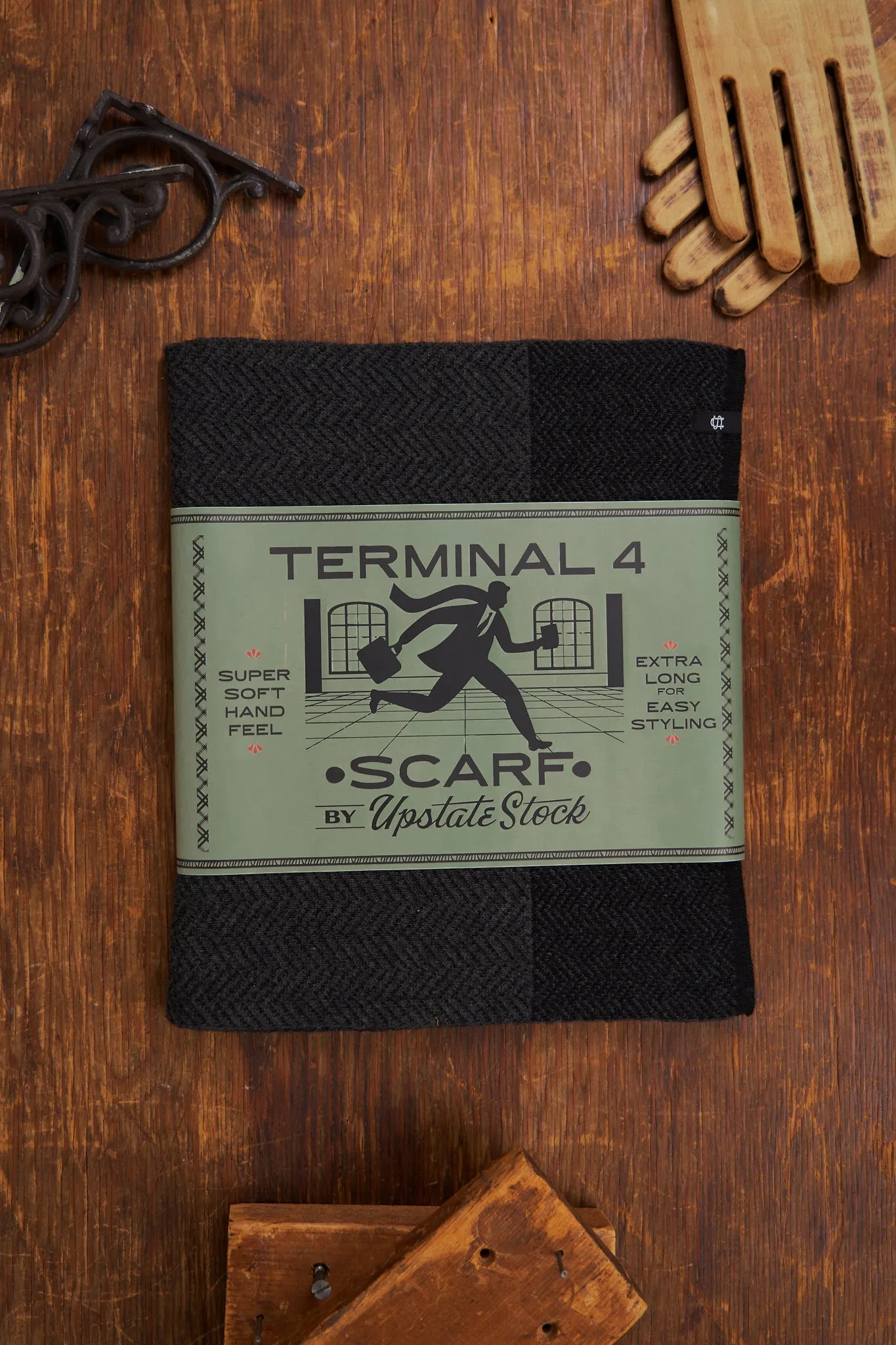 NEW Black Merino Wool and Recycled Polyester Terminal 4 Scarf