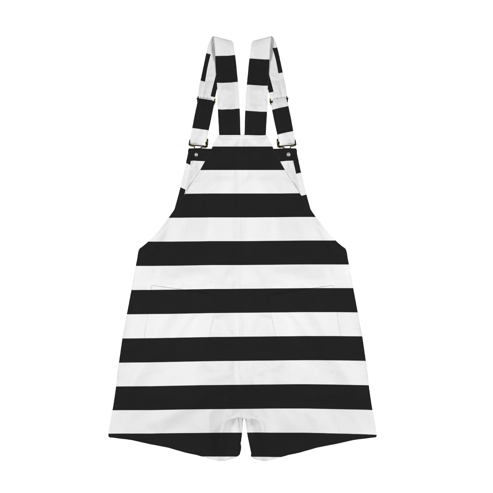 Striped Unisex Shorts Suspender Jumpsuit
