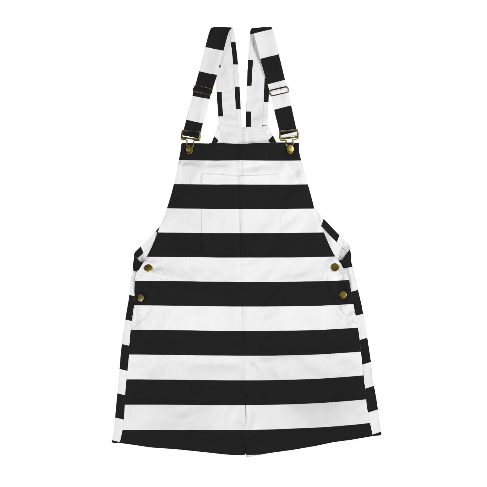 Striped Unisex Shorts Suspender Jumpsuit