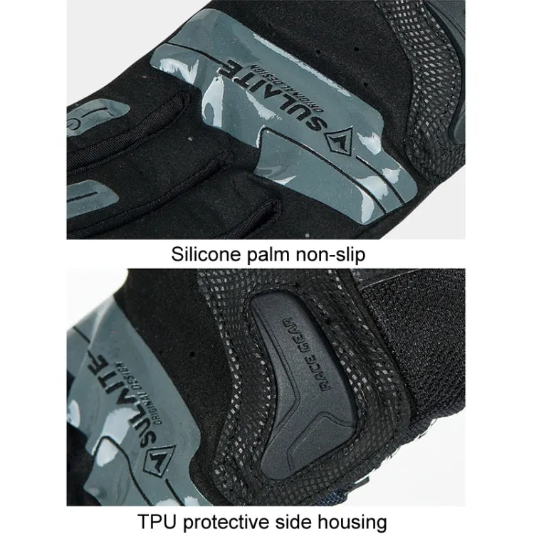 SULAITE Motorcycle Anti-fall Touch Screen Breathable Mesh Cycling Gloves, Size: L(Black Red)