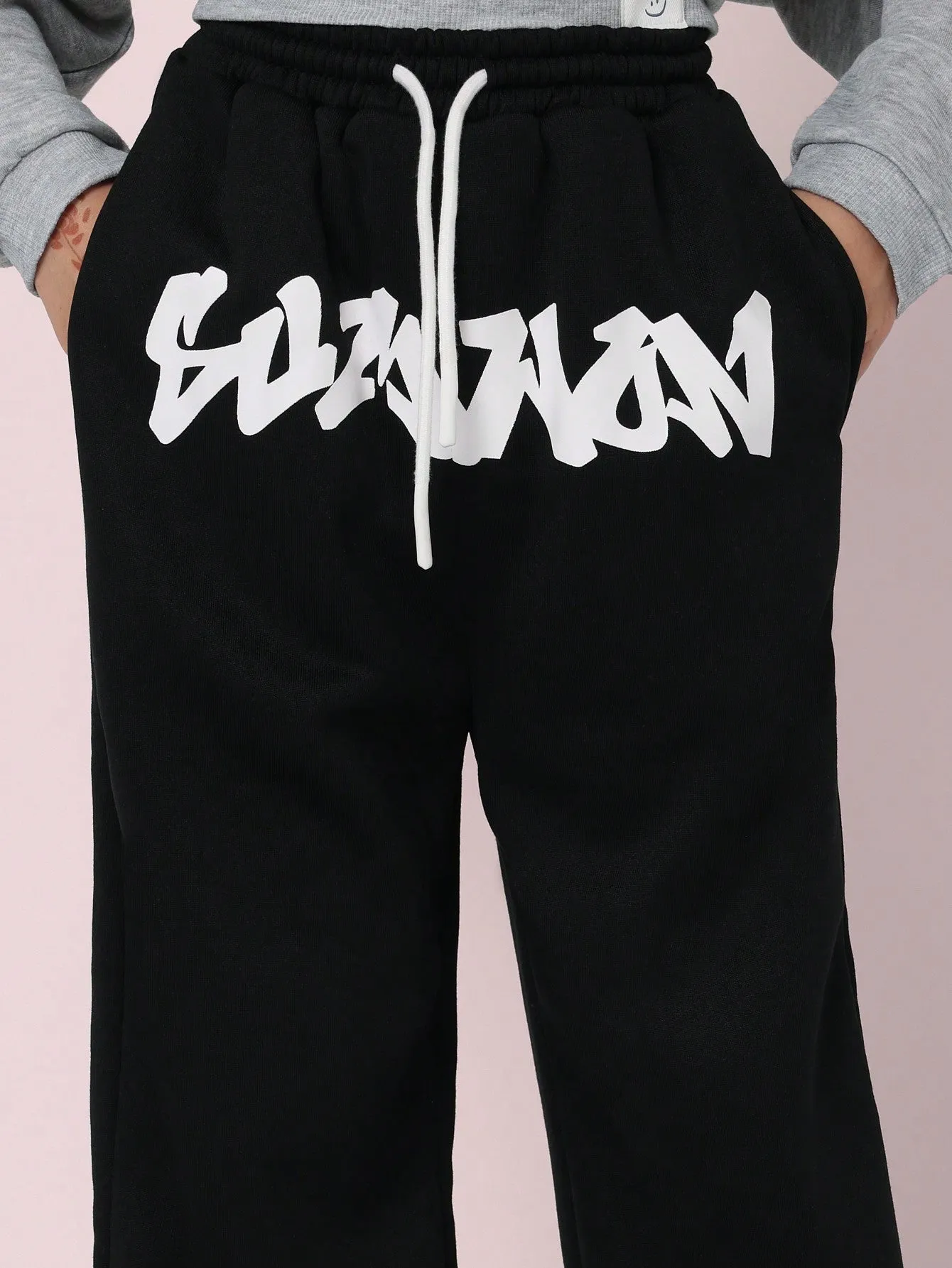 Tween Girl Wide Leg Sweatpants With Drawcords Waist
