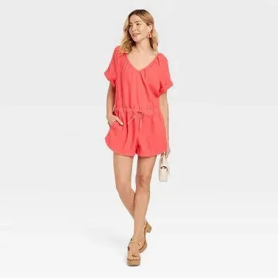 Universal Thread Women's Short Sleeve Rompers Casual Short Jumpsuit