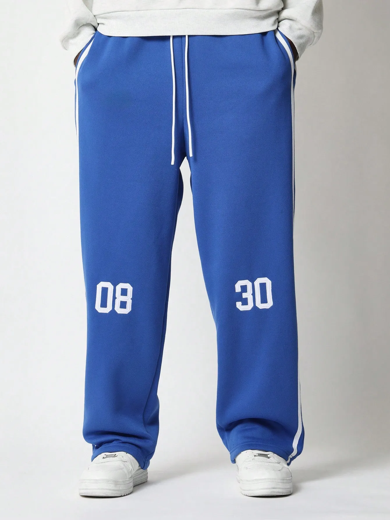 Wide Leg Sweatpants With Number Applique