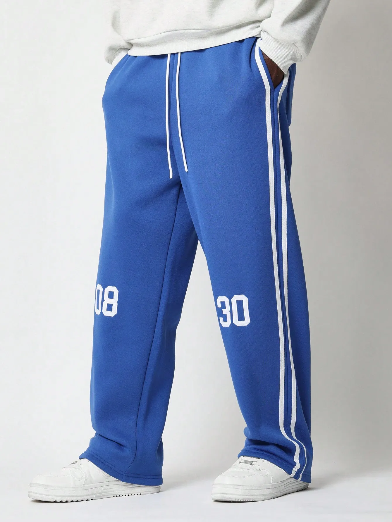 Wide Leg Sweatpants With Number Applique